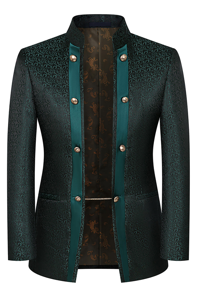 Laden Sie das Bild in den Galerie-Viewer, Stehkragen Jacquard Schwarz 3 Stück Herrenanzüge