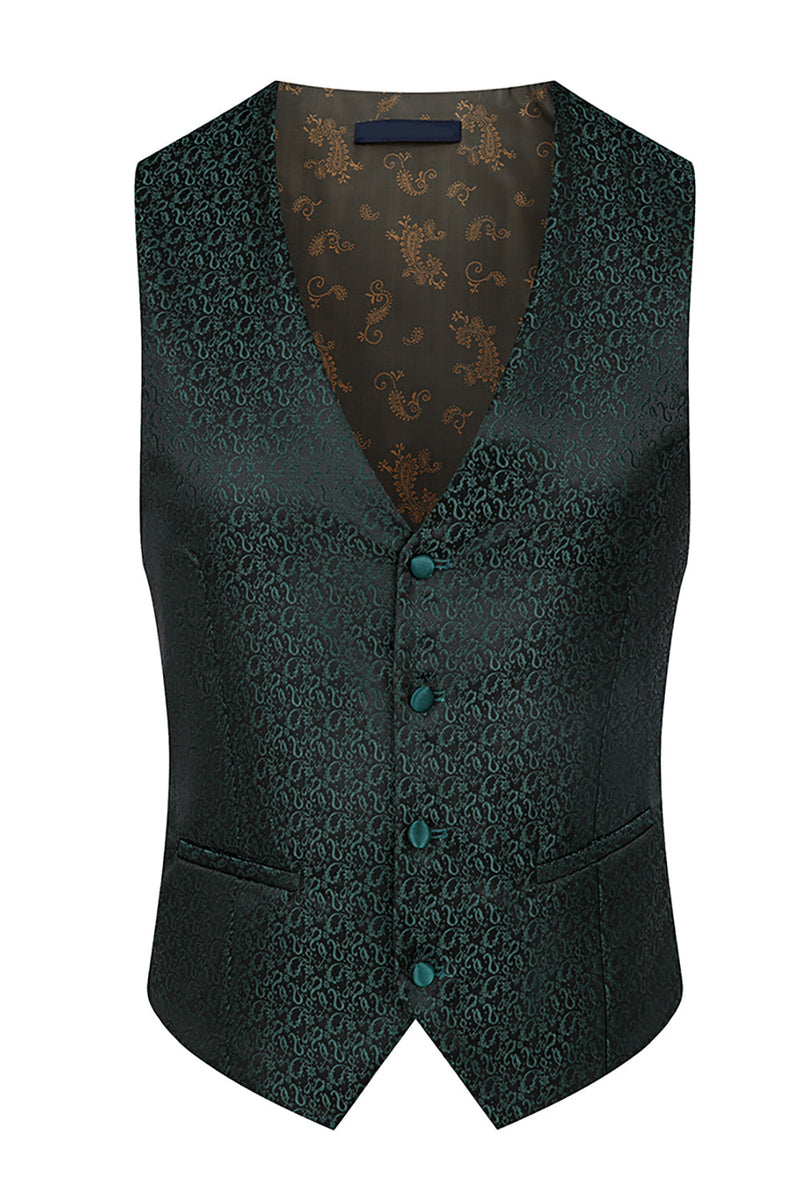 Laden Sie das Bild in den Galerie-Viewer, Stehkragen Jacquard Schwarz 3 Stück Herrenanzüge