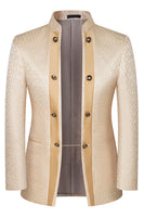 Laden Sie das Bild in den Galerie-Viewer, Stehkragen Jacquard Schwarz 3 Stück Herrenanzüge