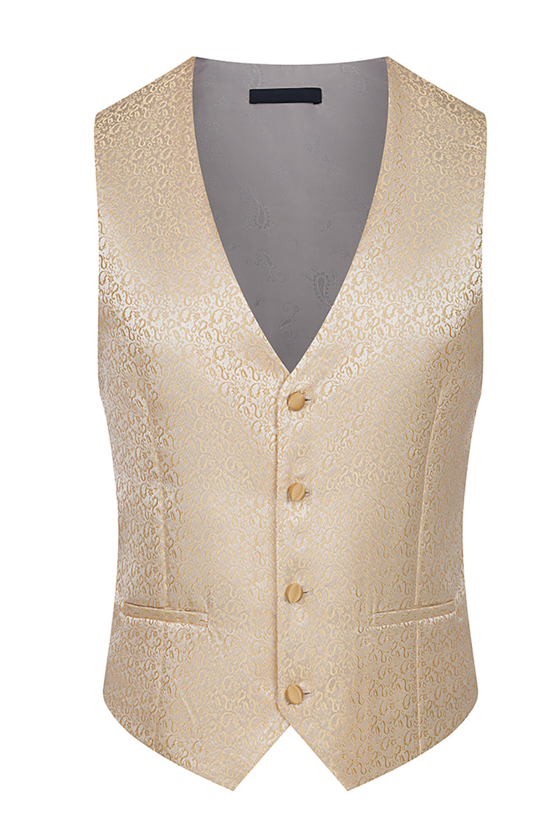 Laden Sie das Bild in den Galerie-Viewer, Stehkragen Jacquard Schwarz 3 Stück Herrenanzüge