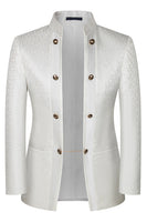 Laden Sie das Bild in den Galerie-Viewer, Stehkragen Jacquard Schwarz 3 Stück Herrenanzüge