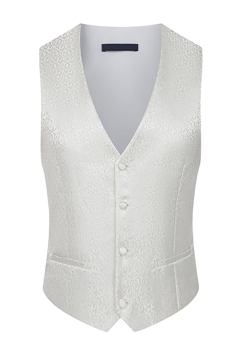 Laden Sie das Bild in den Galerie-Viewer, Stehkragen Jacquard Schwarz 3 Stück Herrenanzüge