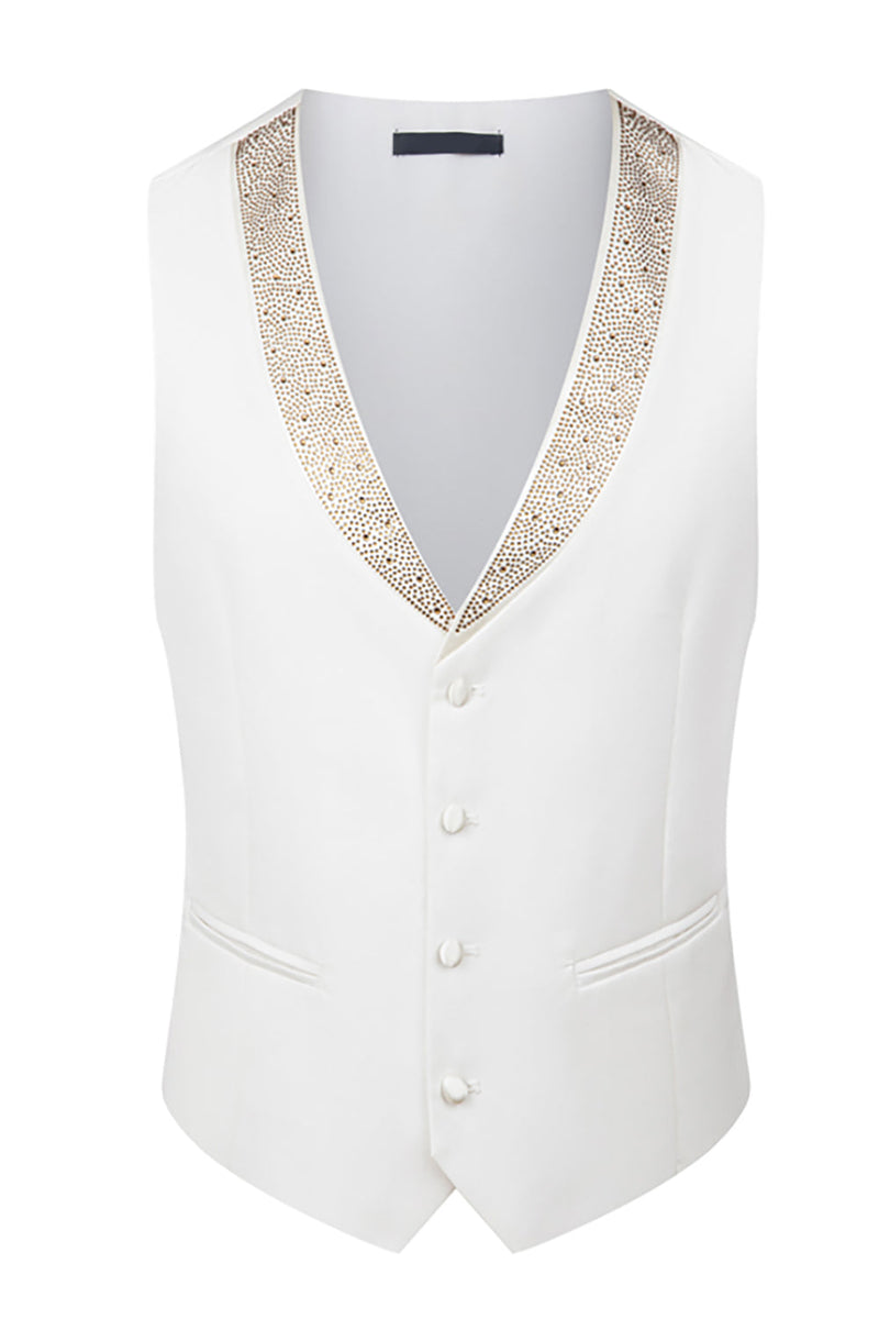 Laden Sie das Bild in den Galerie-Viewer, Herren Schwarze Spitzrevers Perlen Perlen 3 Stück Hochzeitsanzüge