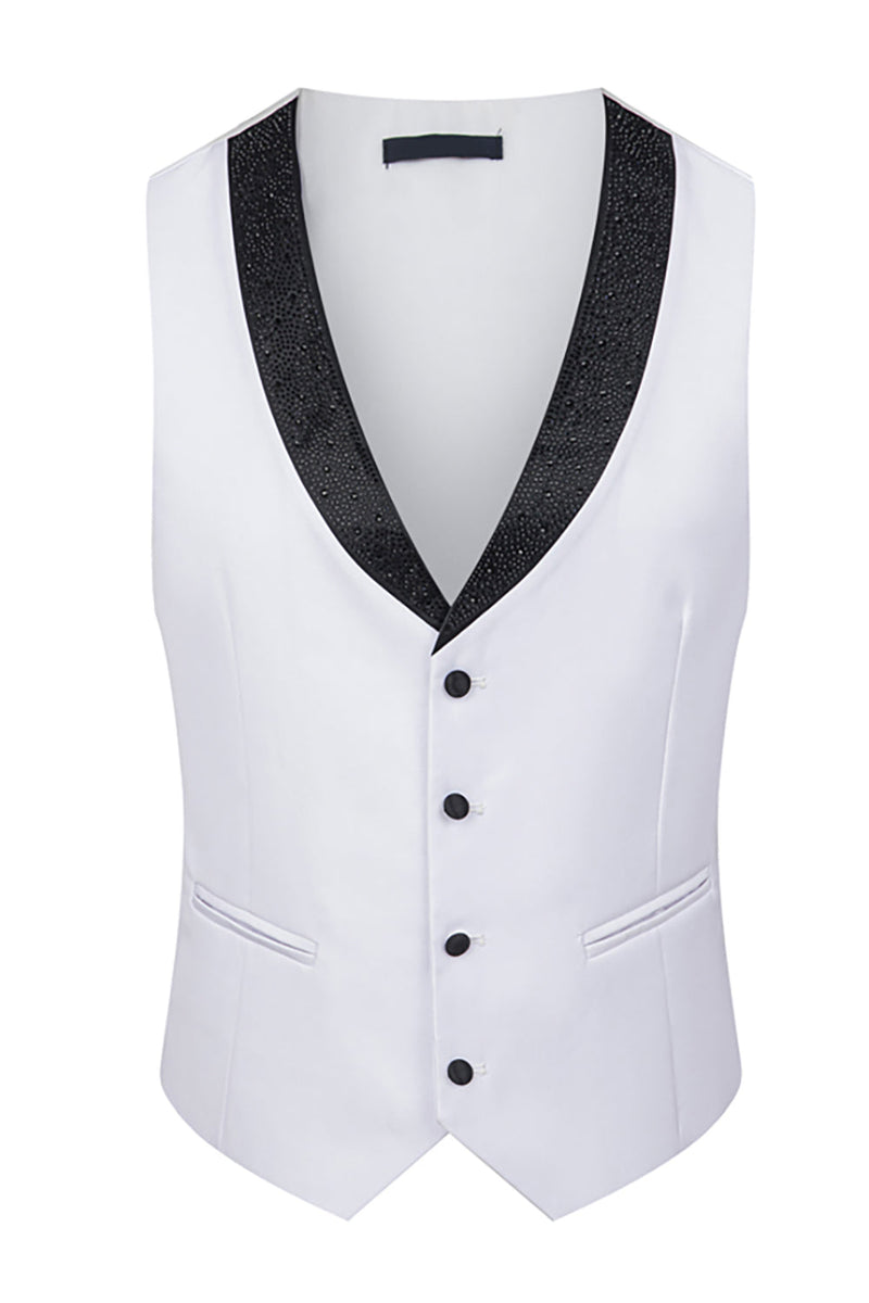 Laden Sie das Bild in den Galerie-Viewer, Herren Schwarze Spitzrevers Perlen Perlen 3 Stück Hochzeitsanzüge