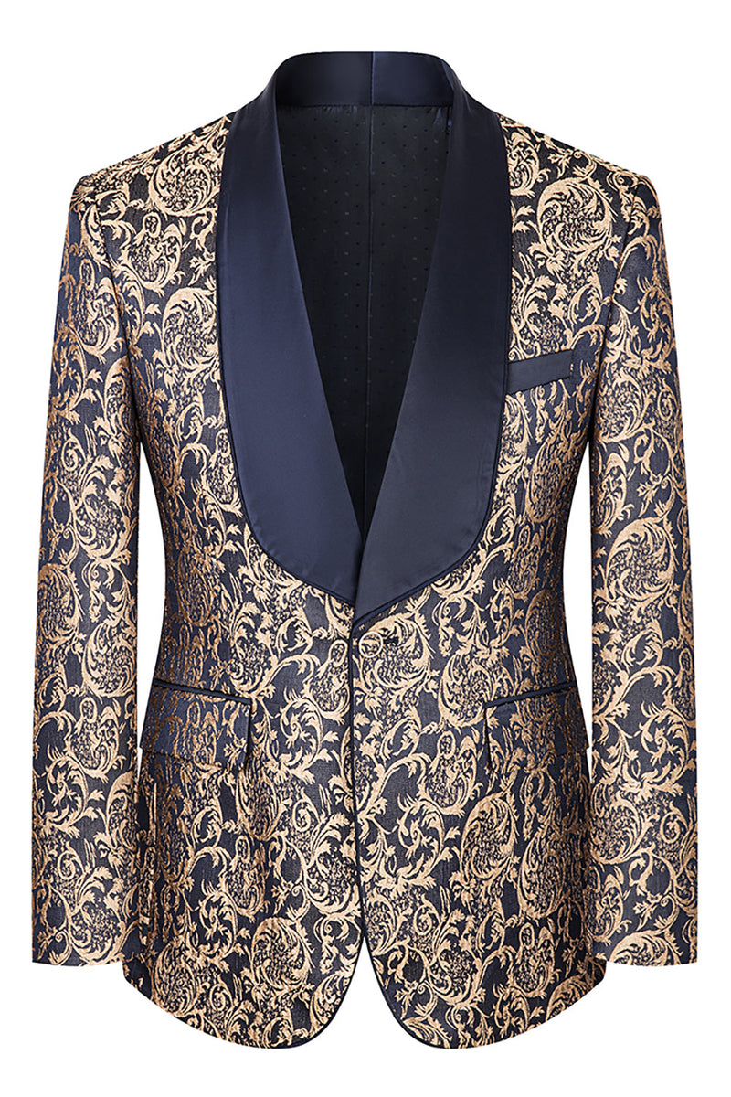 Laden Sie das Bild in den Galerie-Viewer, Dunkelgrün Jacquard Schal Revers 3 Stück Ballanzüge