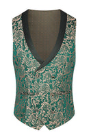 Laden Sie das Bild in den Galerie-Viewer, Dunkelgrün Jacquard Schal Revers 3 Stück Ballanzüge