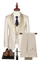 Laden Sie das Bild in den Galerie-Viewer, Dunkelgrün Jacquard Schal Revers 3 Stück Ballanzüge