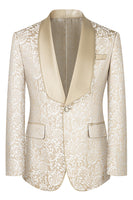 Laden Sie das Bild in den Galerie-Viewer, Dunkelgrün Jacquard Schal Revers 3 Stück Ballanzüge