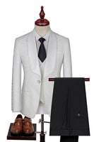 Laden Sie das Bild in den Galerie-Viewer, Dunkelgrün Jacquard Schal Revers 3 Stück Ballanzüge