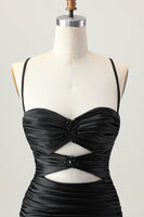 Laden Sie das Bild in den Galerie-Viewer, Dunkles Khaki Gerafftes Enges Mini Cocktailkleid mit Schnürung am Rücken