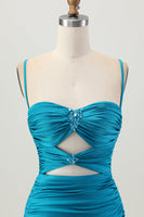 Laden Sie das Bild in den Galerie-Viewer, Dunkles Khaki Gerafftes Enges Mini Cocktailkleid mit Schnürung am Rücken