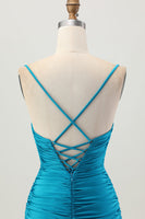 Laden Sie das Bild in den Galerie-Viewer, Dunkles Khaki Gerafftes Enges Mini Cocktailkleid mit Schnürung am Rücken