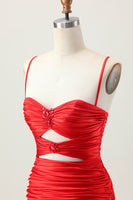 Laden Sie das Bild in den Galerie-Viewer, Dunkles Khaki Gerafftes Enges Mini Cocktailkleid mit Schnürung am Rücken