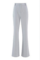 Laden Sie das Bild in den Galerie-Viewer, Silberner 2-teiliger Doppelreihiger Slim-Fit Damenanzug mit Spitzrevers