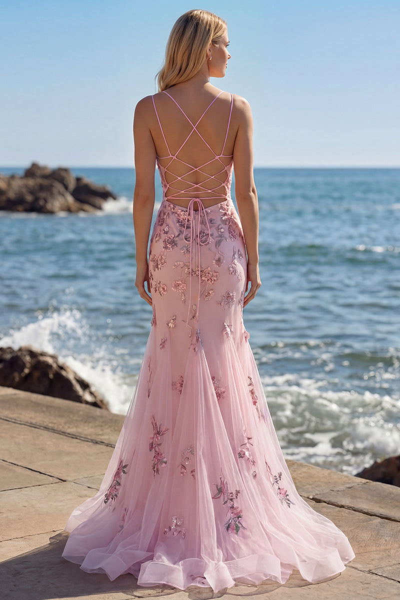 Laden Sie das Bild in den Galerie-Viewer, Blush Meerjungfrau Korsett Appliziertes Langes Ballkleid mit Perlen