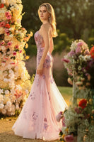 Laden Sie das Bild in den Galerie-Viewer, Blush Meerjungfrauen Pailletten Transparentes Korsett Langes Ballkleid mit Schnürung