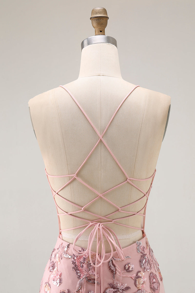 Laden Sie das Bild in den Galerie-Viewer, Blush Meerjungfrau Korsett Appliziertes Langes Ballkleid mit Perlen