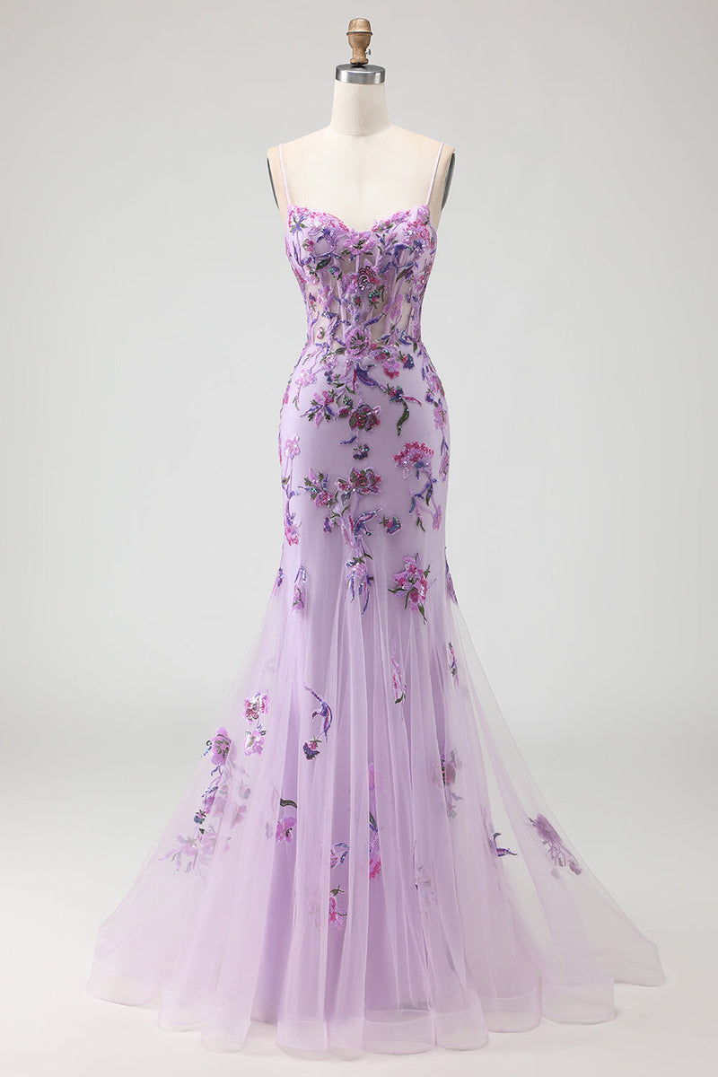 Laden Sie das Bild in den Galerie-Viewer, Orange Meerjungfrauen Korsett Langes Plus Size Ballkleid mit Pailletten
