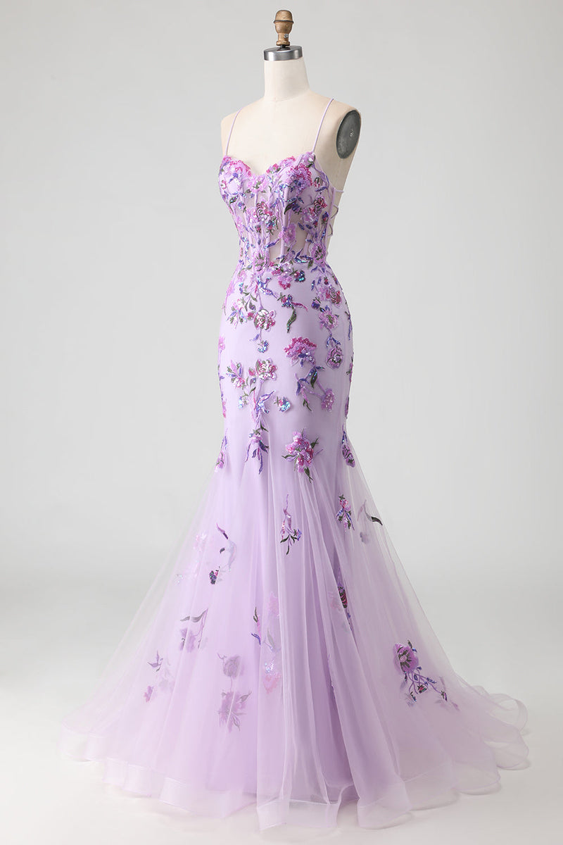 Laden Sie das Bild in den Galerie-Viewer, Orange Meerjungfrauen Korsett Langes Plus Size Ballkleid mit Pailletten