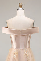 Laden Sie das Bild in den Galerie-Viewer, Graublaues Meerjungfrauen Schulterfreies Mutter der Braut Kleid mit Pailletten