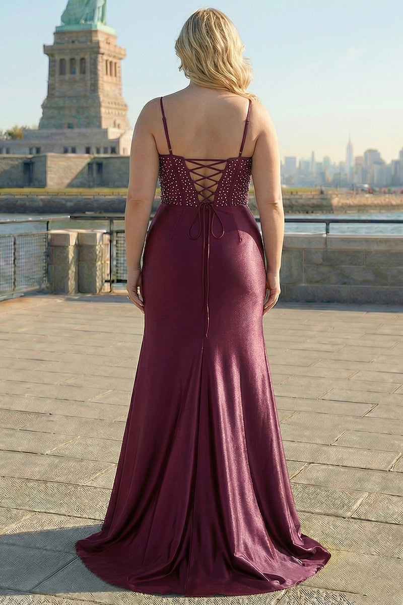 Laden Sie das Bild in den Galerie-Viewer, Marineblaues Meerjungfrauen Korsett Besticktes Langes Ballkleid mit Schlitz