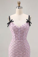 Laden Sie das Bild in den Galerie-Viewer, Flieder Meerjungfrauen Korsett Pailletten Langes Ballkleid mit Schlitz