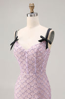 Laden Sie das Bild in den Galerie-Viewer, Flieder Meerjungfrauen Korsett Pailletten Langes Ballkleid mit Schlitz