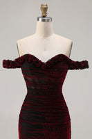 Laden Sie das Bild in den Galerie-Viewer, Schwarzrotes Meerjungfrauen Korsett Gerafftes Langes Ballkleid mit Schlitz