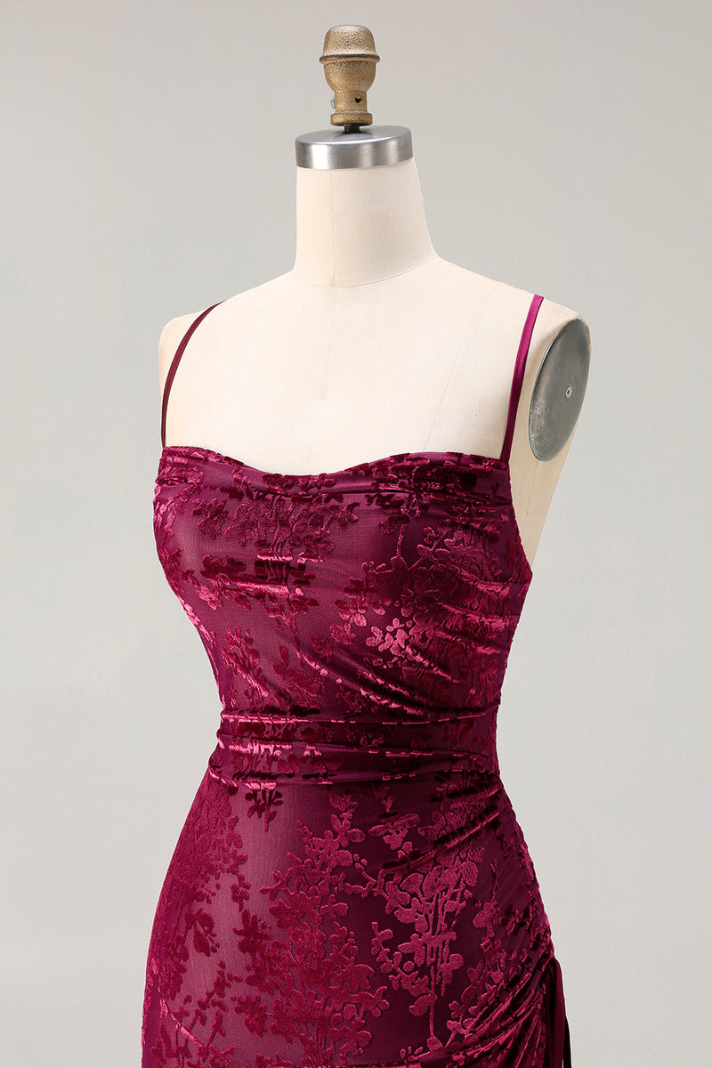 Laden Sie das Bild in den Galerie-Viewer, Dunkelgrünes Samt Etui Langes Ballkleid aus Samt