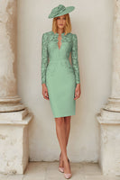 Laden Sie das Bild in den Galerie-Viewer, Spitze Blush Rosa Etui Kleid für die Brautmutter aus Stretch-Satin
