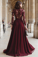 Laden Sie das Bild in den Galerie-Viewer, Cabernet A-Linie Brautmutterkleid aus Chiffon mit Spitze und Applikationen