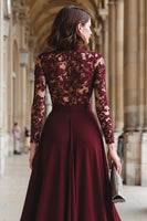 Laden Sie das Bild in den Galerie-Viewer, Cabernet A-Linie Brautmutterkleid aus Chiffon mit Spitze und Applikationen