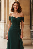 Laden Sie das Bild in den Galerie-Viewer, Schulterfreies A-Linie Kleid für die Brautmutter