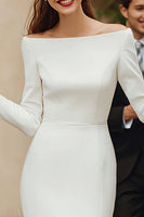 Laden Sie das Bild in den Galerie-Viewer, Elfenbein Figurbetontes Midi Standesamtkleid mit Fransen