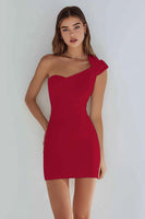 Laden Sie das Bild in den Galerie-Viewer, Schlichtes Figurbetontes Kleines weißes Kleid mit einer Schulter