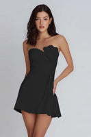 Laden Sie das Bild in den Galerie-Viewer, Trägerloses Figurbetontes Gerafftes Kleines Weißes Kleid