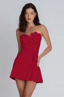 Laden Sie das Bild in den Galerie-Viewer, Trägerloses Figurbetontes Gerafftes Kleines Weißes Kleid