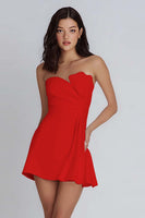 Laden Sie das Bild in den Galerie-Viewer, Trägerloses Figurbetontes Gerafftes Kleines Weißes Kleid