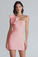 Laden Sie das Bild in den Galerie-Viewer, Gerafftes Bodycon Kleines Weißes Kleid mit einer Schulter