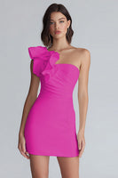 Laden Sie das Bild in den Galerie-Viewer, Gerafftes Bodycon Kleines Weißes Kleid mit einer Schulter