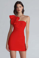 Laden Sie das Bild in den Galerie-Viewer, Gerafftes Bodycon Kleines Weißes Kleid mit einer Schulter