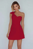 Laden Sie das Bild in den Galerie-Viewer, A-Linie Gerafftes Weißes Kleid mit einer Schulter