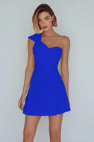 Laden Sie das Bild in den Galerie-Viewer, A-Linie Gerafftes Weißes Kleid mit einer Schulter