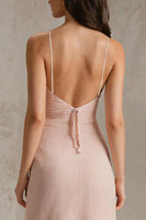 Laden Sie das Bild in den Galerie-Viewer, Rosa Spaghettiträger Etui Ballkleid