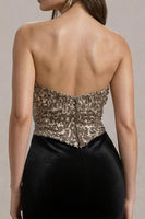 Laden Sie das Bild in den Galerie-Viewer, Trägerloses Figurbetontes Schwarzes Krawatten Kleid