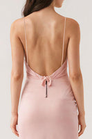 Laden Sie das Bild in den Galerie-Viewer, Rosa Spaghettiträger Etui Abendkleid