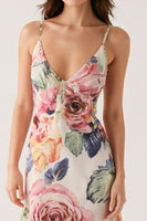 Laden Sie das Bild in den Galerie-Viewer, Rosa Blumen Etui Abendkleid mit Spaghettiträgern