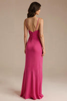 Laden Sie das Bild in den Galerie-Viewer, Fuchsia Spaghettiträger Etui Abendkleid