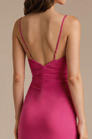 Laden Sie das Bild in den Galerie-Viewer, Fuchsia Spaghettiträger Etui Abendkleid