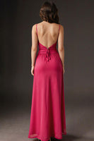 Laden Sie das Bild in den Galerie-Viewer, Wassermelone Spaghettiträger Langes Abendkleid